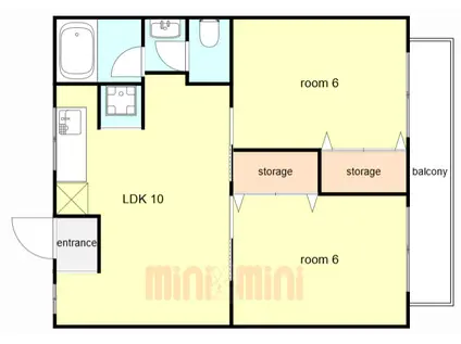 グリーンマンションI(2LDK/4階)の間取り写真