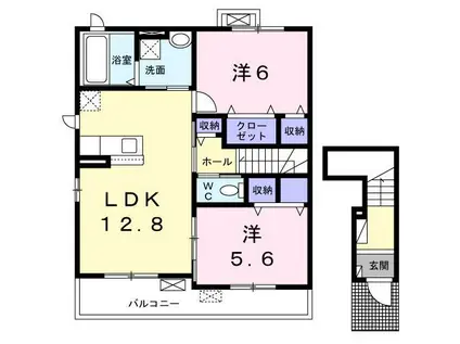 フォレスト ソレイユIII(2LDK/2階)の間取り写真