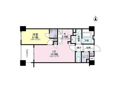 クレアホームズ新宿百人町(1LDK/3階)の間取り写真