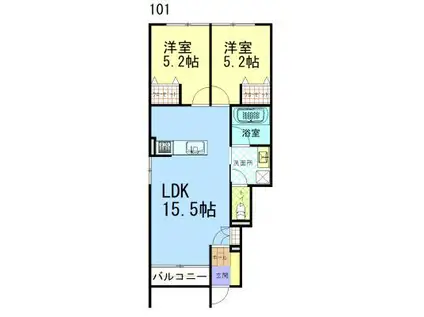 木場1丁目谷上アパート(2LDK/1階)の間取り写真