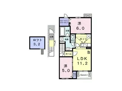 エル・クレール II(2LDK/2階)の間取り写真