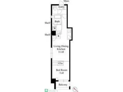 ASTILE日本橋浜町(1LDK/6階)の間取り写真