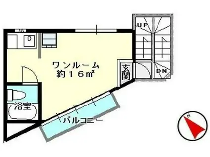 山田マンション(ワンルーム/2階)の間取り写真