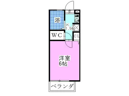 LISSAグランデA棟(1K/2階)の間取り写真