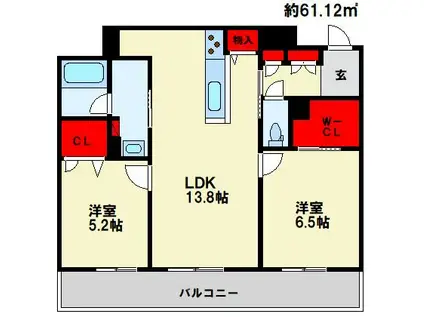 ボヤージュ春日(2LDK/3階)の間取り写真