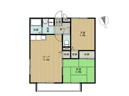 フォーチュンIV(2LDK/1階)の間取り写真