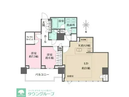 HARUMIFLAG SKYDUO SUNVILLAGE T棟(3LDK/49階)の間取り写真