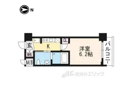 近鉄京都線 東寺駅 徒歩4分 7階建 築13年(1K/4階)の間取り写真