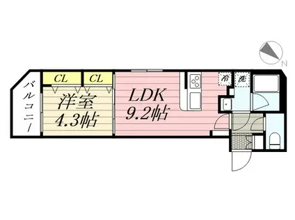 グランパセオ麻布十番(1LDK/13階)の間取り写真