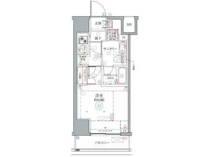 クレヴィスタ横浜関内II(1K/2階)の間取り写真