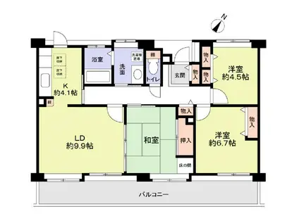 ガーデンコート清瀬1号棟(3LDK/7階)の間取り写真