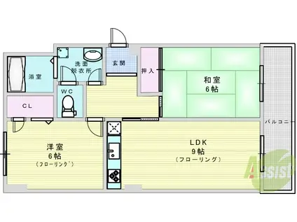 パティオ上新庄(2LDK/2階)の間取り写真