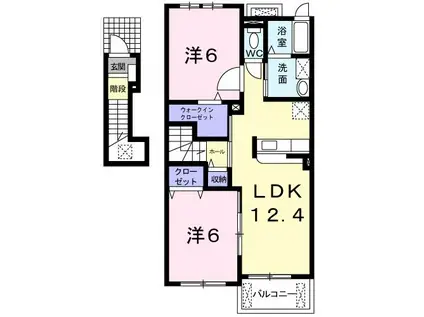 ジェルメもみじ(2LDK/2階)の間取り写真