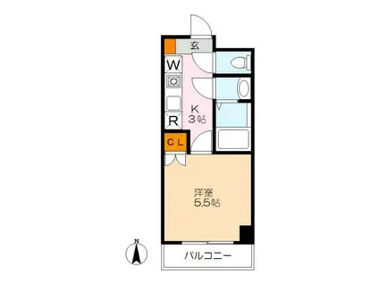 蕨テラス(1K/4階)の間取り写真