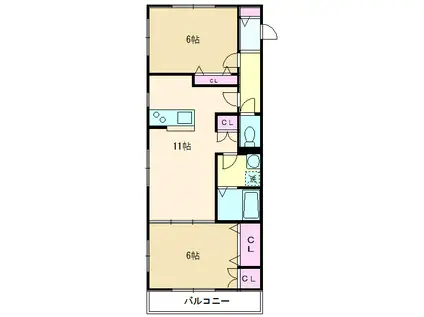クレール志木(2LDK/3階)の間取り写真