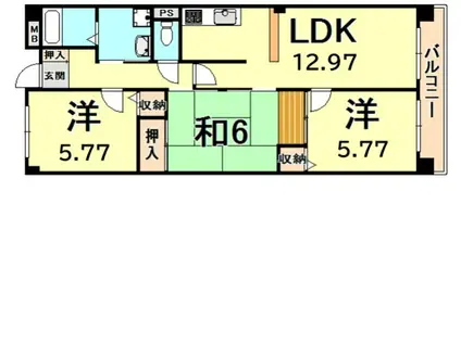 ボンスタート(3LDK/4階)の間取り写真