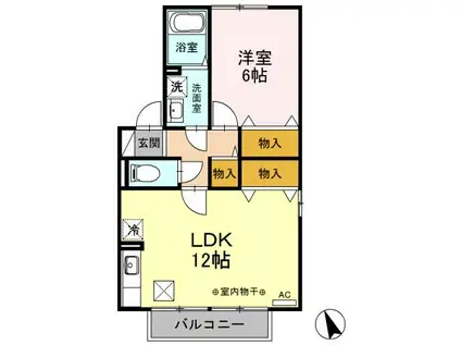 ハイツボナールⅢ(1LDK/1階)の間取り写真