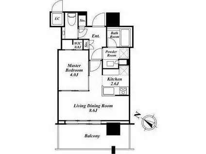 THE ROPPONGI TOKYO(1LDK/11階)の間取り写真