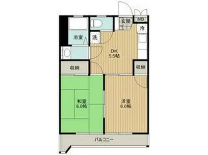 ビューハイツ司(2DK/3階)の間取り写真