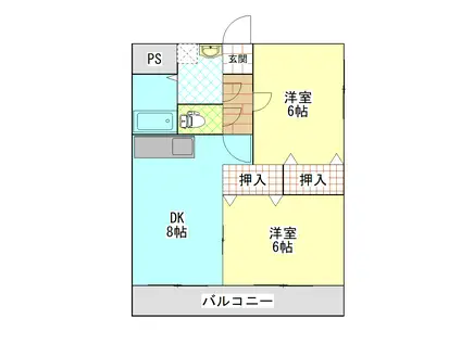 リベルテS・J(2DK/2階)の間取り写真