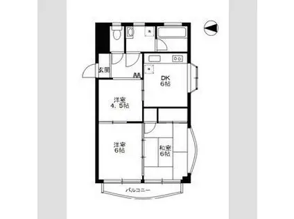 チョコレートヒルズ古河(3DK/2階)の間取り写真