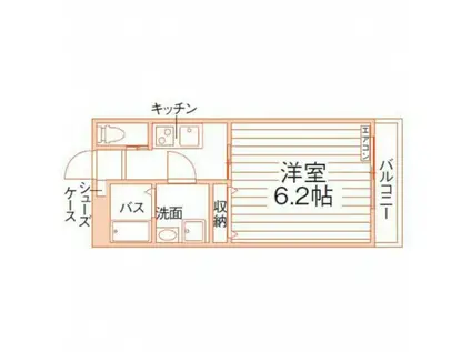 プランドール南上原(1K/1階)の間取り写真
