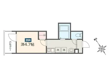 メルディア相模大野(1K/2階)の間取り写真