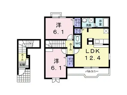 プラシード(2LDK/2階)の間取り写真