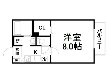 カナル桃山II(1K/2階)の間取り写真