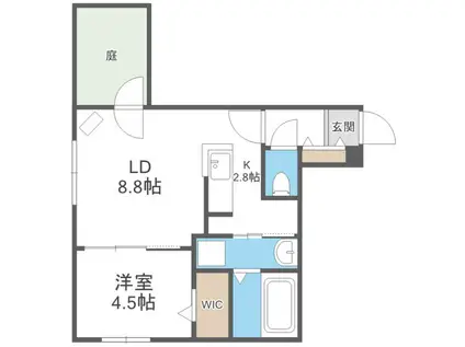 YU-COURT南郷7丁目(1LDK/1階)の間取り写真