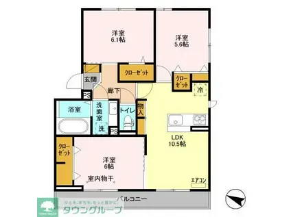 メルヴェイユおおたかの森II(3LDK/2階)の間取り写真