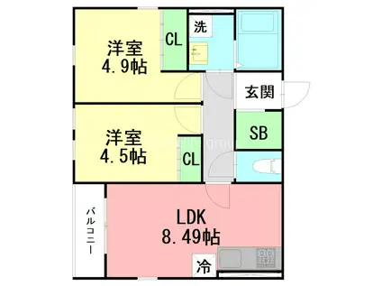 NS ROOM(2LDK/2階)の間取り写真