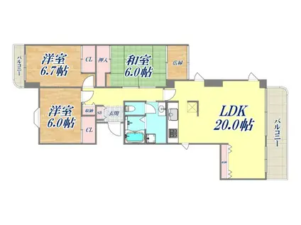 芦屋緑11号棟(3LDK/1階)の間取り写真