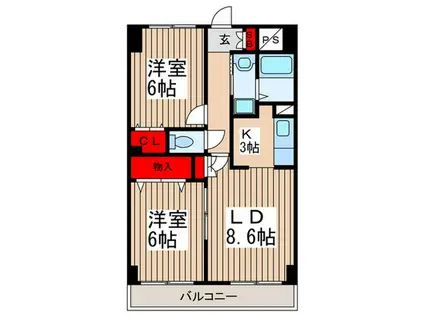 リレント谷塚(2LDK/7階)の間取り写真
