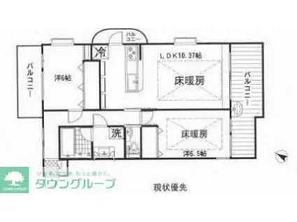 アルティス向ヶ丘(2LDK/3階)の間取り写真