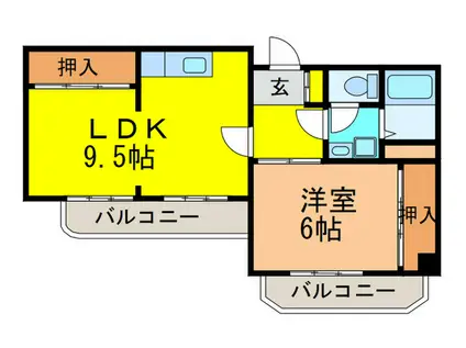 TMコーポ(1LDK/4階)の間取り写真