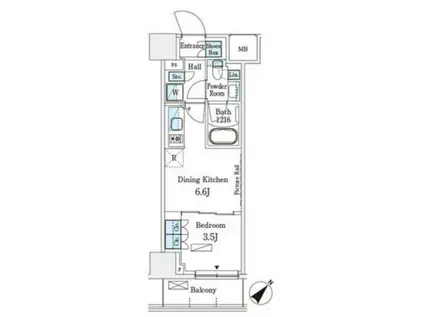 パークアクシス横浜伊勢佐木町通(1DK/7階)の間取り写真