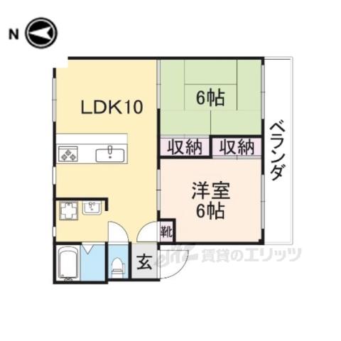 エスポワール平方(2LDK/2階)の間取り写真