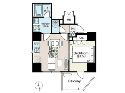 AIFLAT神楽坂(1LDK/10階)の間取り写真