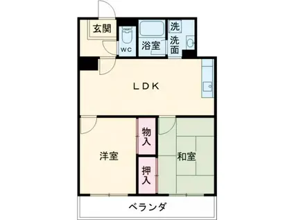 熊谷コーポビアネーズ(2LDK/4階)の間取り写真