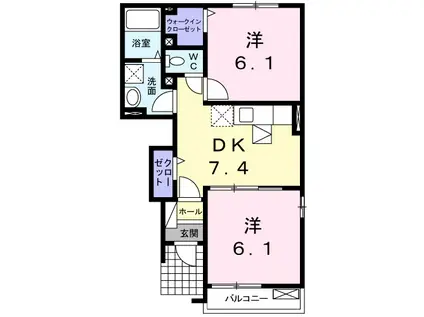 サンリットベルC棟(2DK/1階)の間取り写真