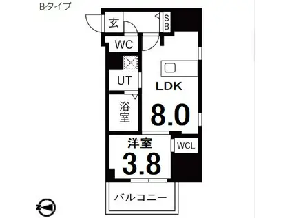ザ・レジデンスパーク栄(1LDK/9階)の間取り写真