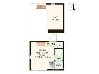 ディアコート両国(ワンルーム/2階)の間取り写真