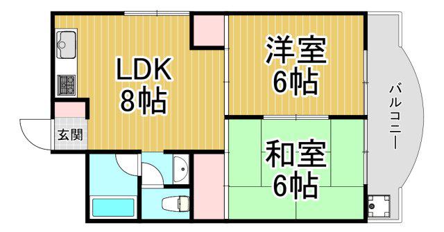 TOHOマンション第2(2LDK/3階)の間取り写真
