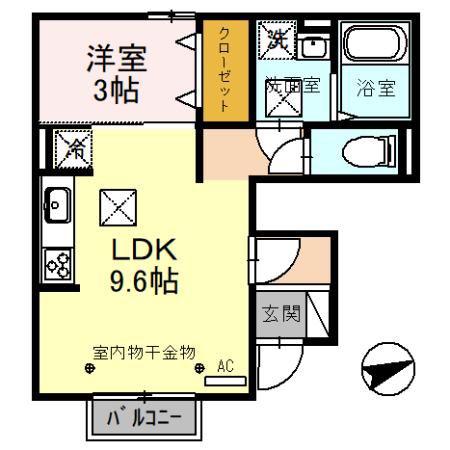 アスコット(1LDK/1階)の間取り写真