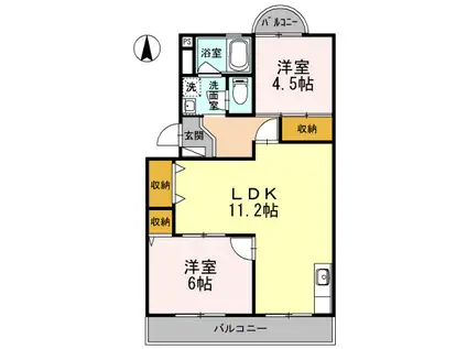 スカイハイツ(2LDK/1階)の間取り写真