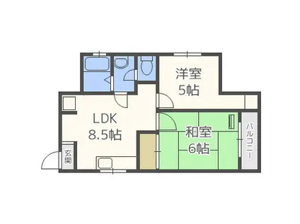 ドムス大英(2DK/4階)の間取り写真