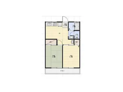 フロイデンハイムB(2DK/2階)の間取り写真