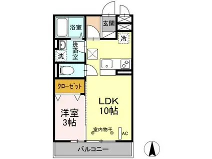 マリンプラザA(1LDK/1階)の間取り写真