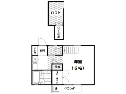 エステートピュア立石II(1K/2階)の間取り写真